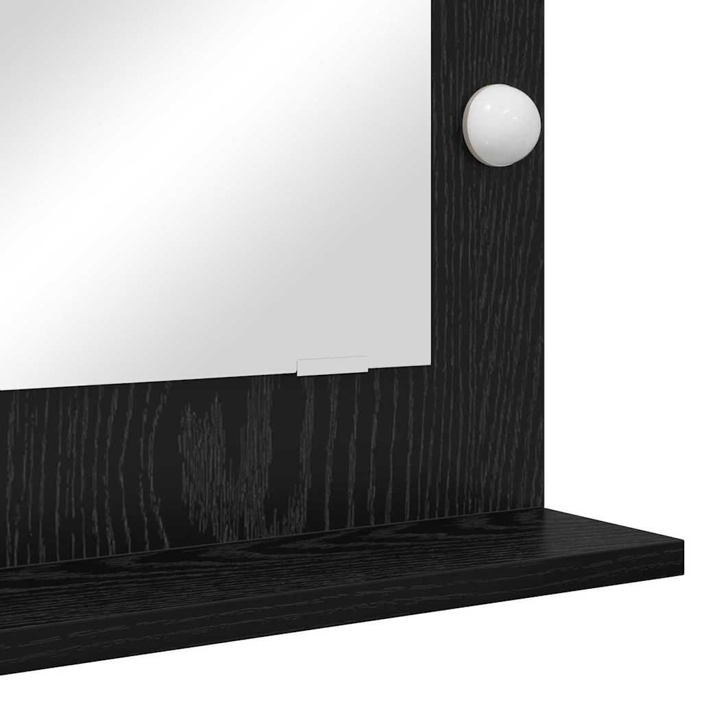 Vanity Mirror with LED Strip Lights Black Oak 70 x 50 x 18 cm